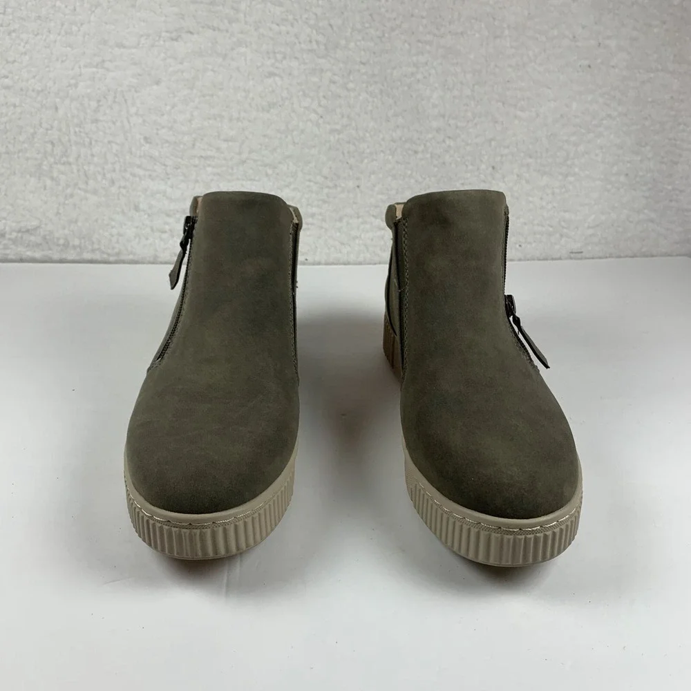 SOUL Naturalizer Turner-Mid Comfort Booties Women 8 Dark Olive Faux Leather 7834